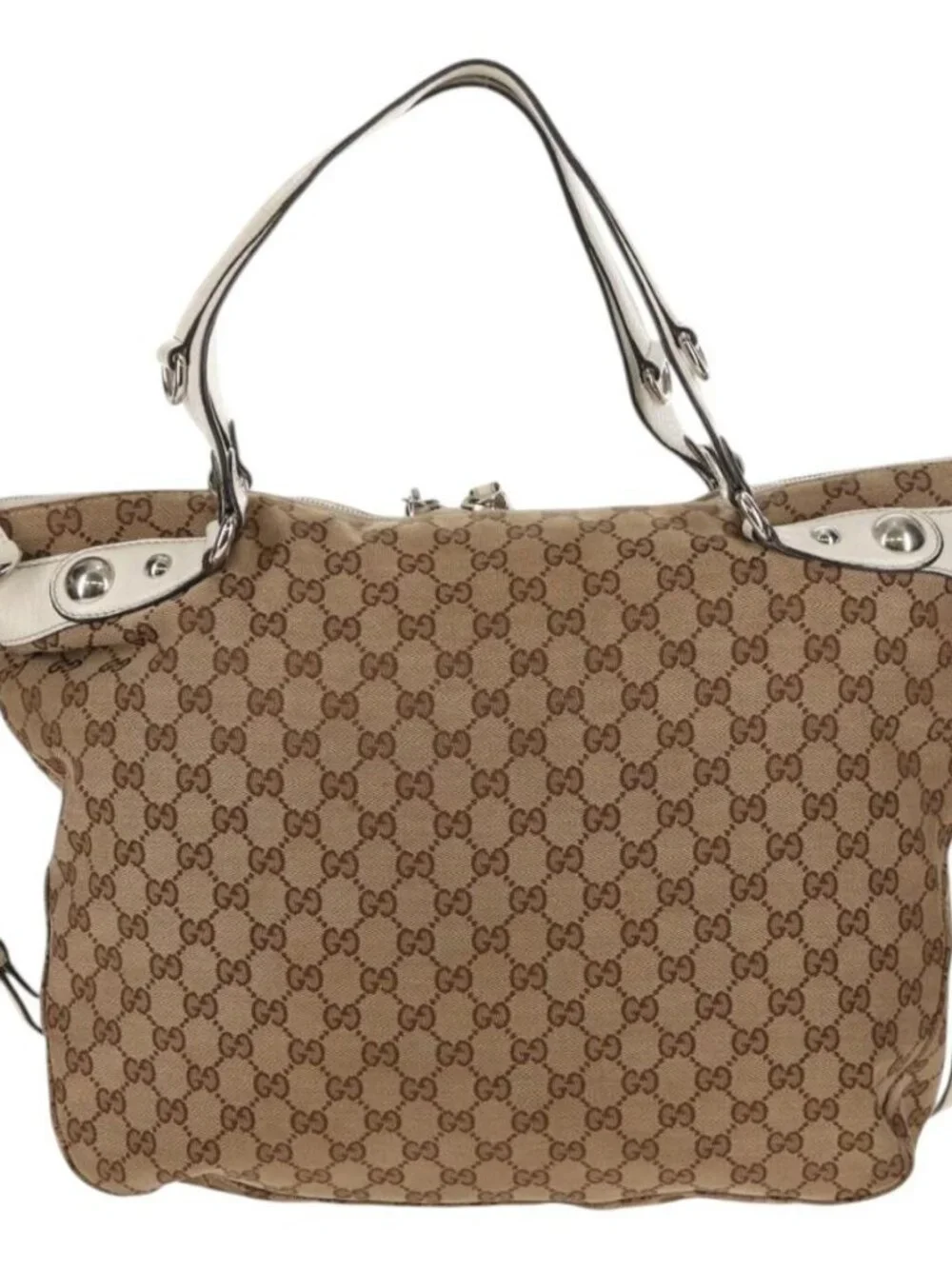 GUCCI GG Canvas Hand Bag 2way Beige White Auth ep10950